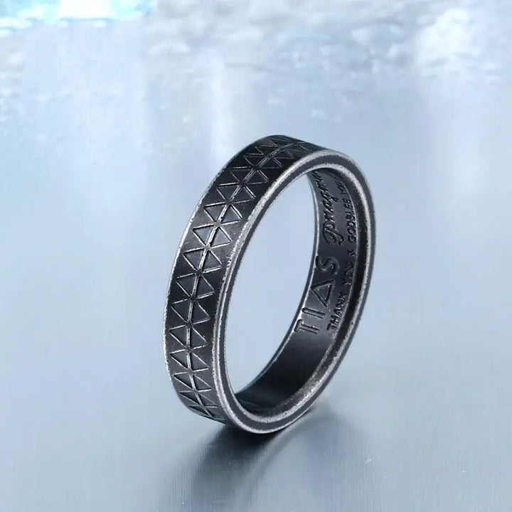 Retro etched sawtooth ring y2k - ancient black / us no. 6 - rings