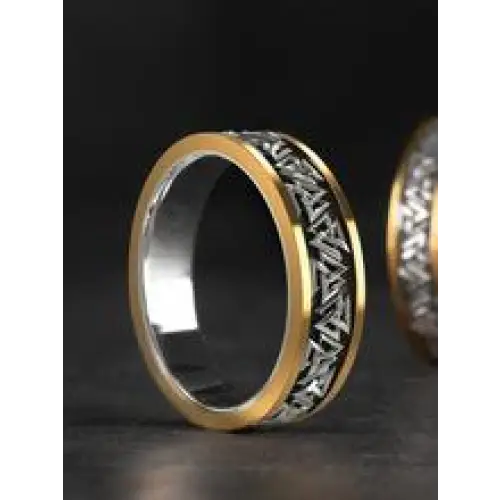 Retro etched sawtooth ring y2k - rings