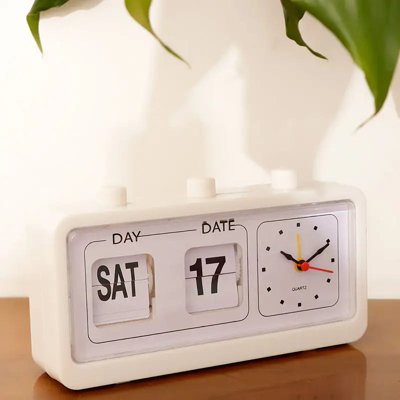 Y2k retro flip clock with analog display and manual calendar - decor