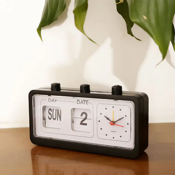 Y2k retro flip clock with analog display and manual calendar - decor