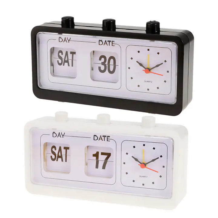 Y2k retro flip clock with analog display and manual calendar - decor