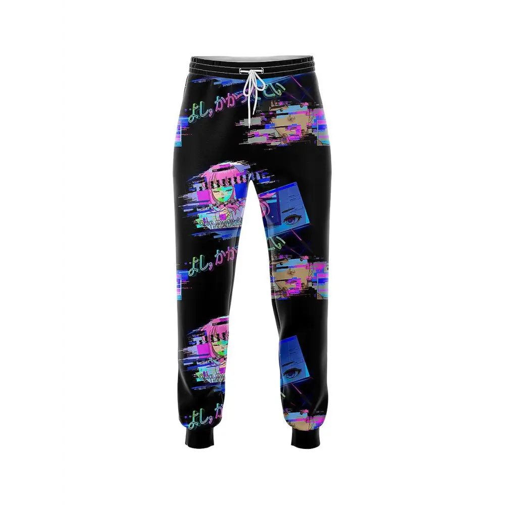 Retro glitch anime joggers - small