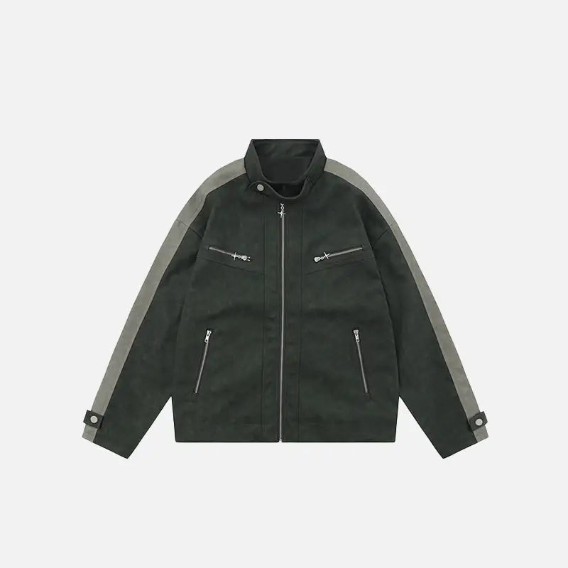 Retro gothic leather jacket y2k - green / s - jackets
