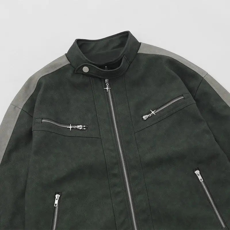 Retro gothic leather jacket y2k - jackets