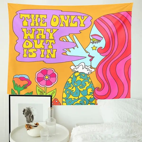 Retro groovy tapestry for a fun and nostalgic touch in your room