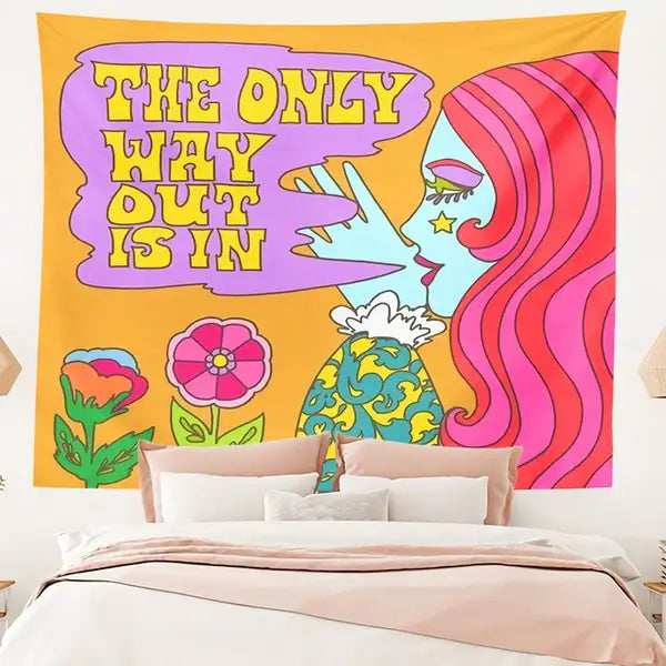 Retro groovy tapestry for a fun and nostalgic touch in your room