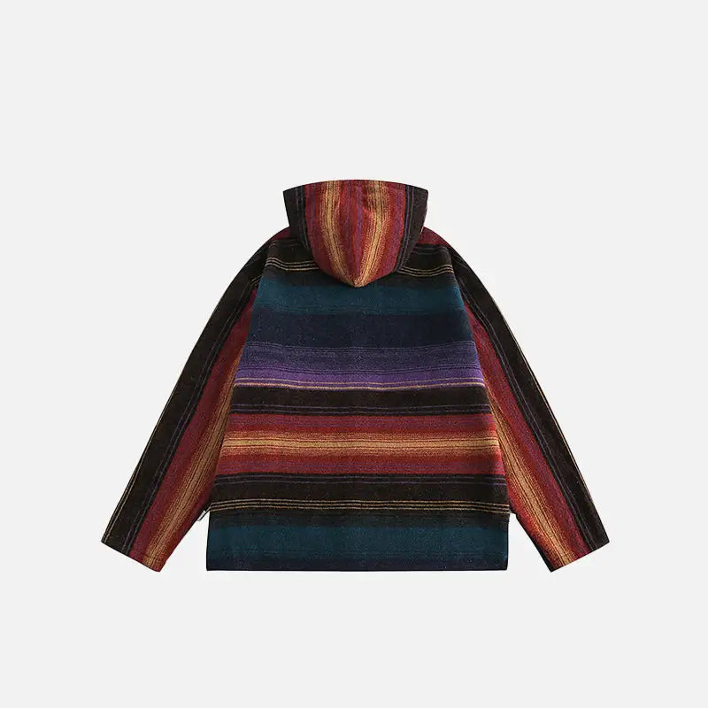 Retro hit color striped hoodie y2k - hoodie
