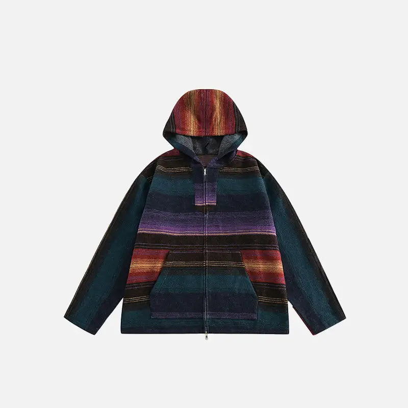 Retro hit color striped hoodie y2k - multi color / m - hoodie