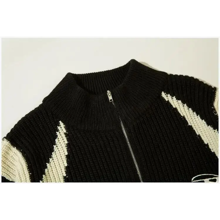 Retro loose knitted jacket y2k - jackets