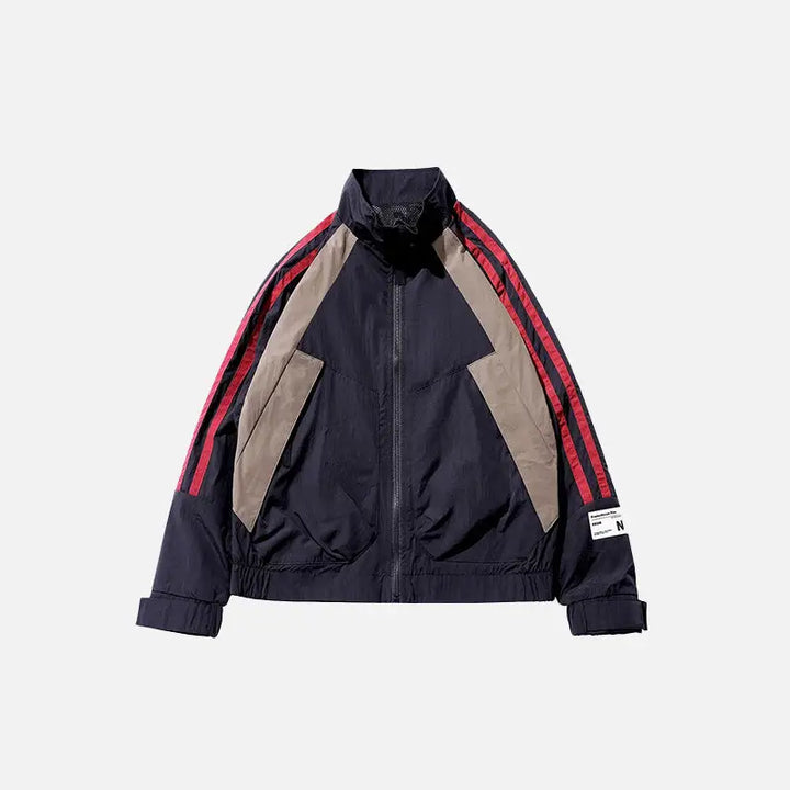 Retro loose sports windbreaker jacket y2k - black / m - jackets