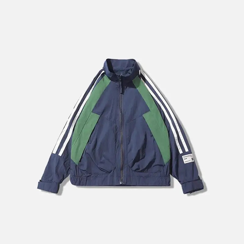 Retro loose sports windbreaker jacket y2k - blue / m - jackets