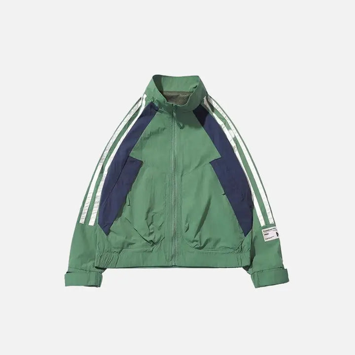 Retro loose sports windbreaker jacket y2k - green / m - jackets