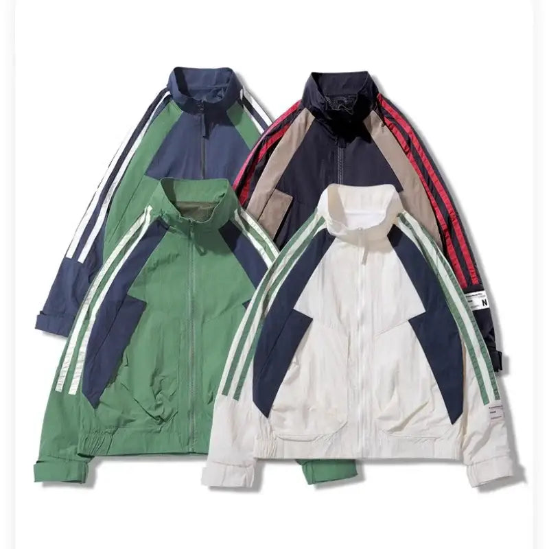 Retro loose sports windbreaker jacket y2k - jackets