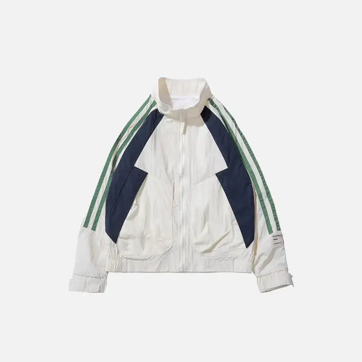 Retro loose sports windbreaker jacket y2k - white / m - jackets