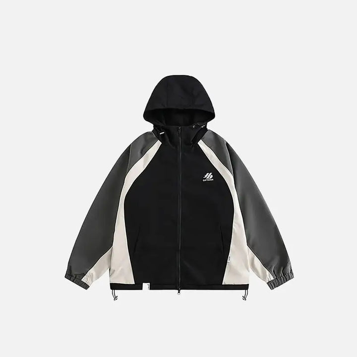 Retro loose windbreaker jacket y2k - black / m - jackets