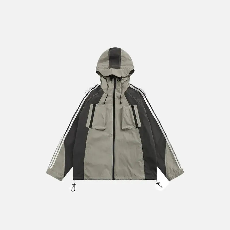 Retro loose windbreaker jacket y2k - white / m - jackets