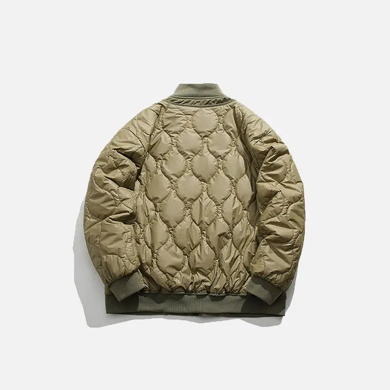 Retro patched zip-up puffer jacket y2k