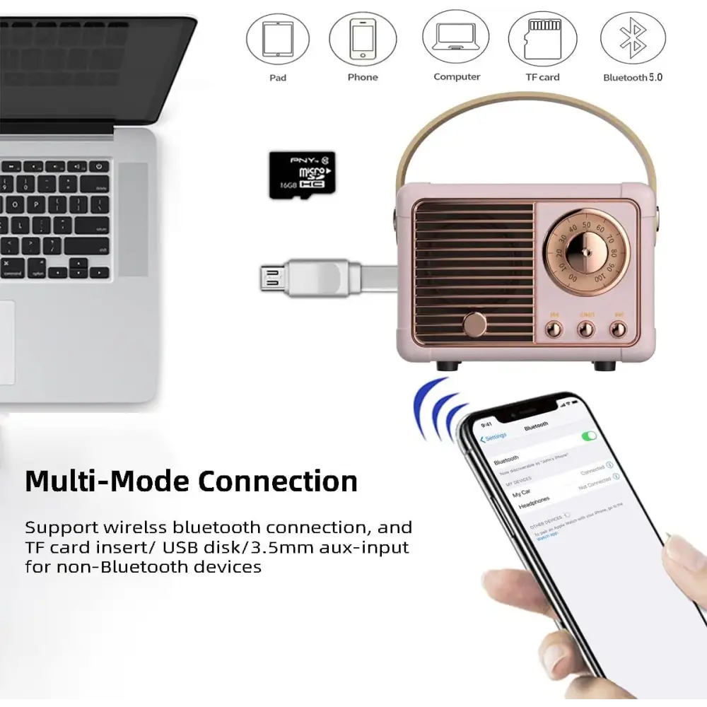 Retro sound mini bluetooth speaker for clear on-the-go