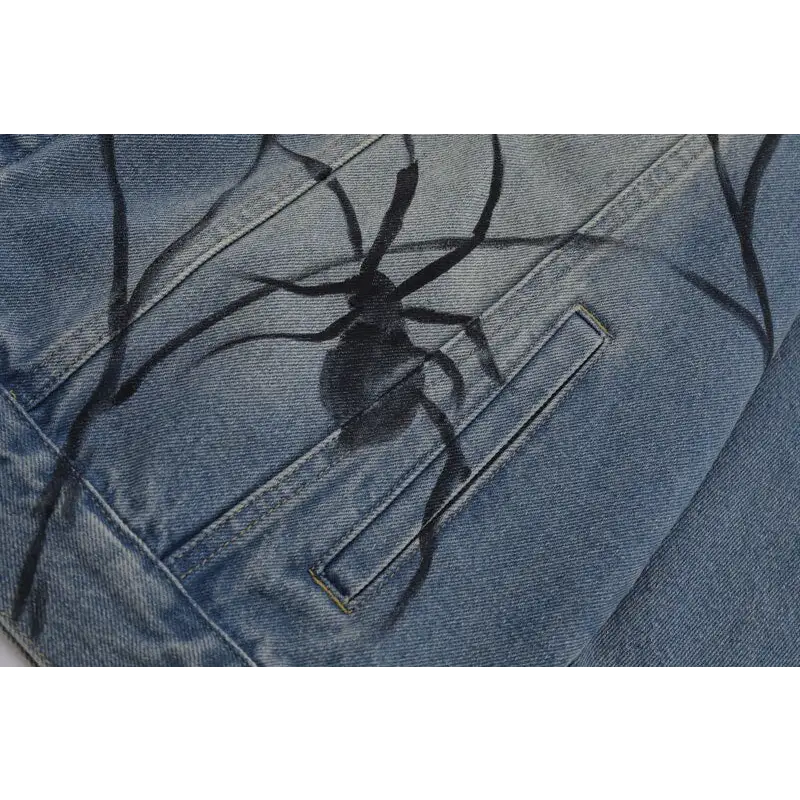 Retro spider web denim jacket y2k