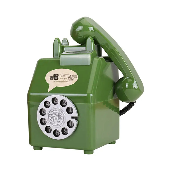 Retro telephone money box for aesthetic room decor - green