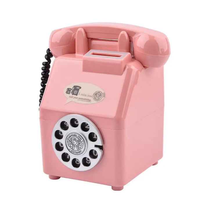 Retro telephone money box for aesthetic room decor - pink