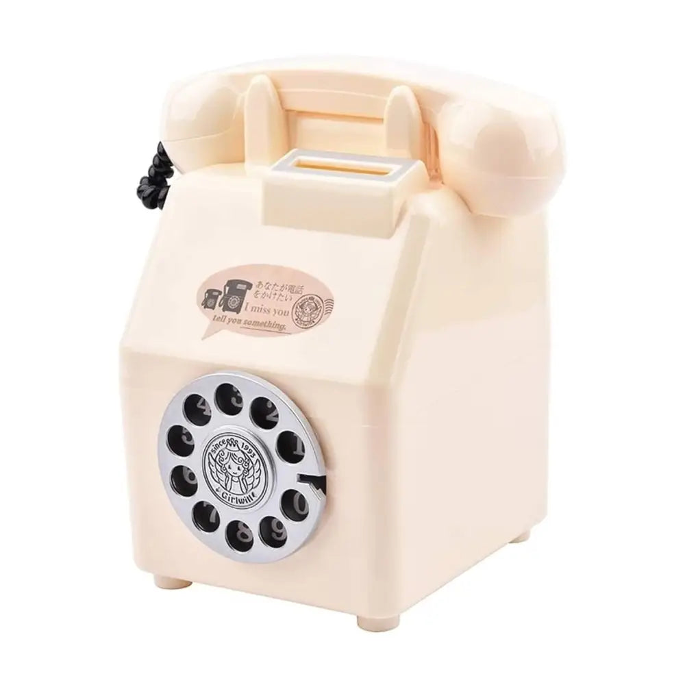 Retro telephone money box for aesthetic room decor - white