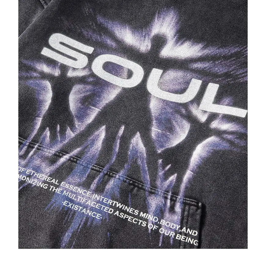 Retro vintage soul shadow graphic hoodie y2k - hoodie