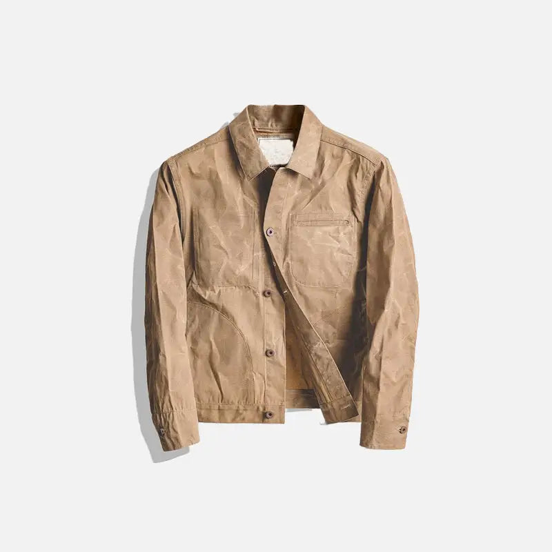 Retro waxed khaki casual jacket y2k - light / s - jackets