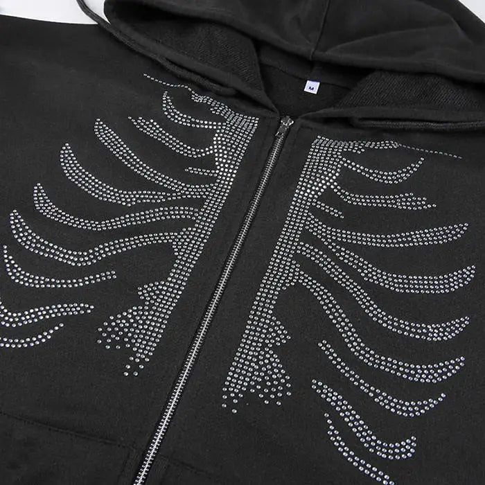 Rhinestone skeleton hoodie