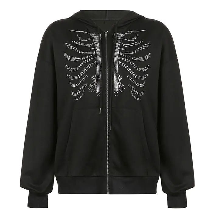 Rhinestone skeleton hoodie