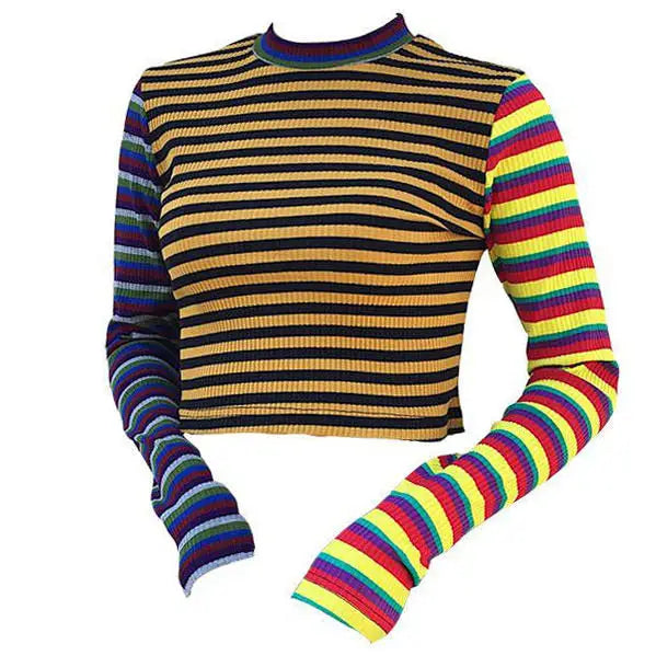 Ribbed crop knit - free size / multi - sweatshirts