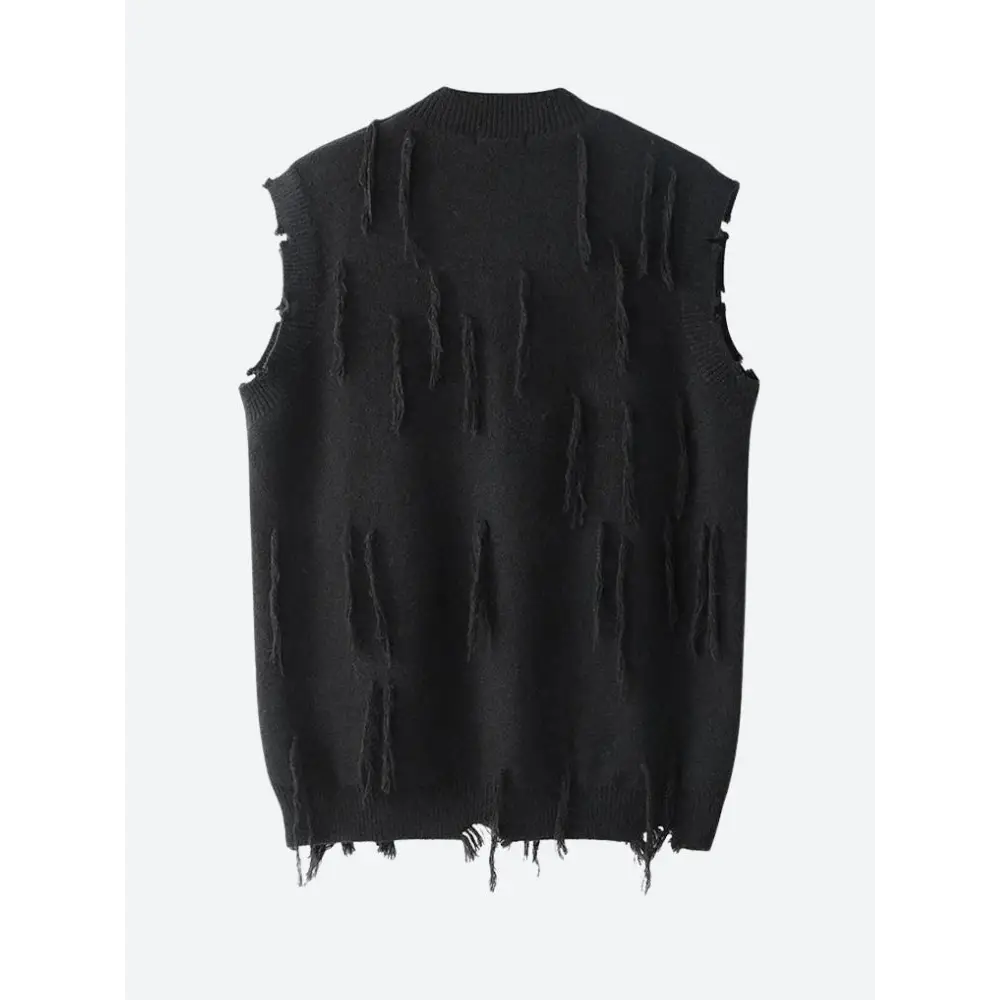 Unisex sweater vest in knit material with ripped details - vest