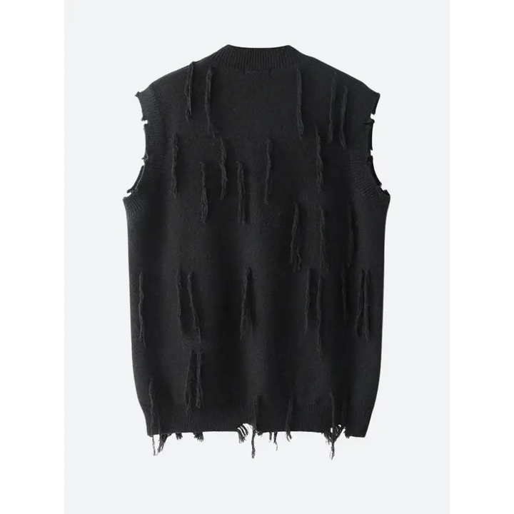 Unisex sweater vest in knit material with ripped details - vest