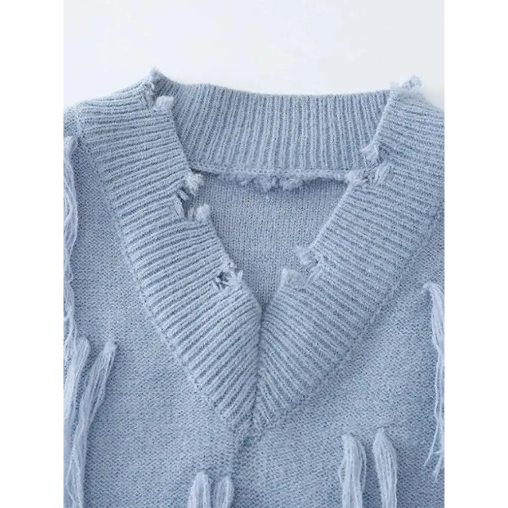 Unisex sweater vest in knit material with ripped details - vest