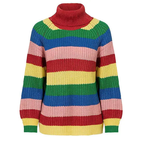 Roll neck rainbow jumper - free size / multi - sweaters