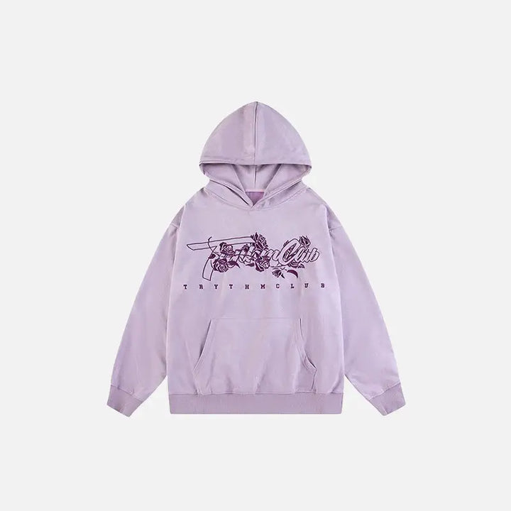 Rose embroidery hoodie y2k - purple / s - hoodies