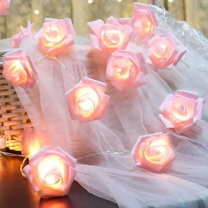 Aesthetic rose string lights for ambiance and decoration - 1.5m 10leds / pink