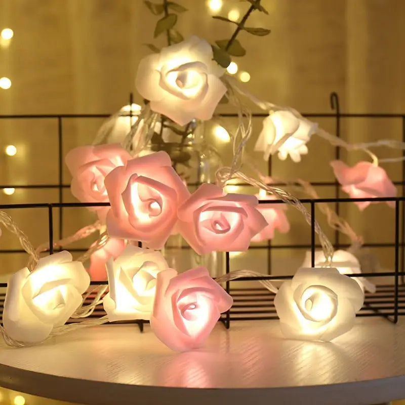 Aesthetic rose string lights for ambiance and decoration - 1.5m 10leds / pink white