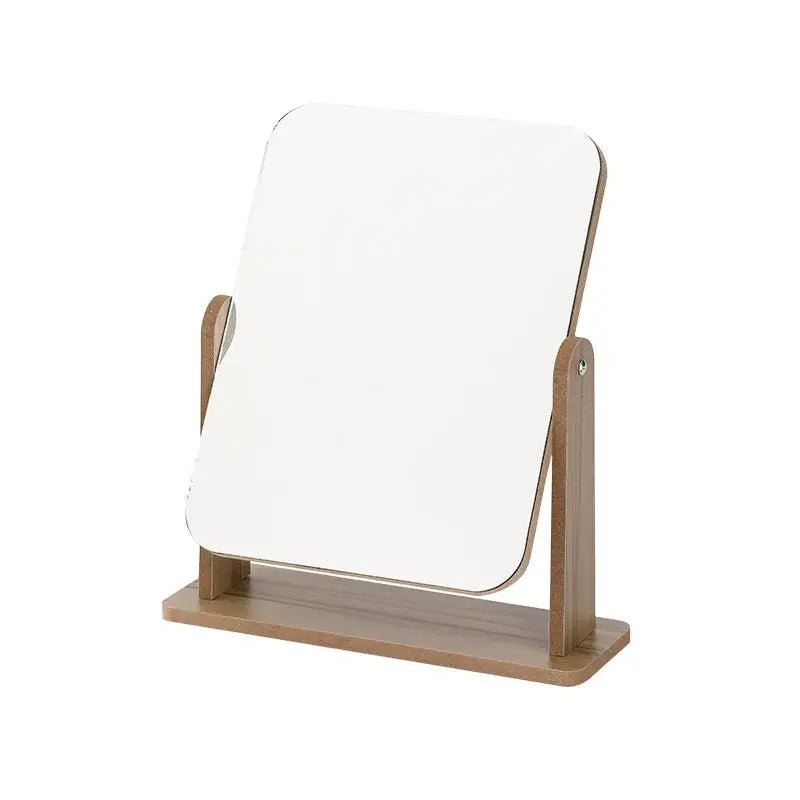 Rotatable wooden desk mirror for effortless grooming