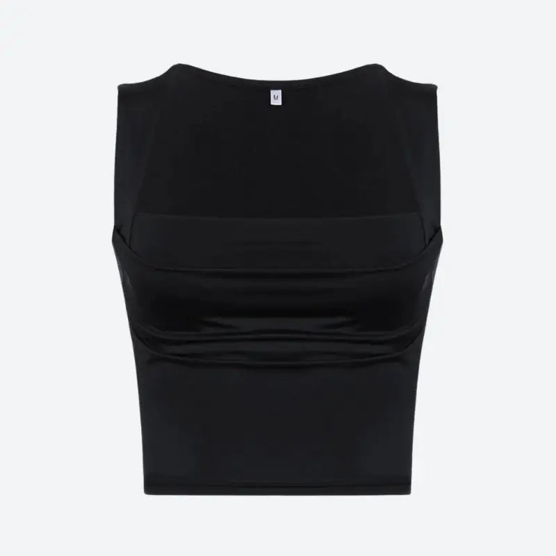 Chic square neck top with ruched detail for y2k layered looks - black / s