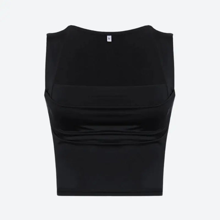 Chic square neck top with ruched detail for y2k layered looks - black / s