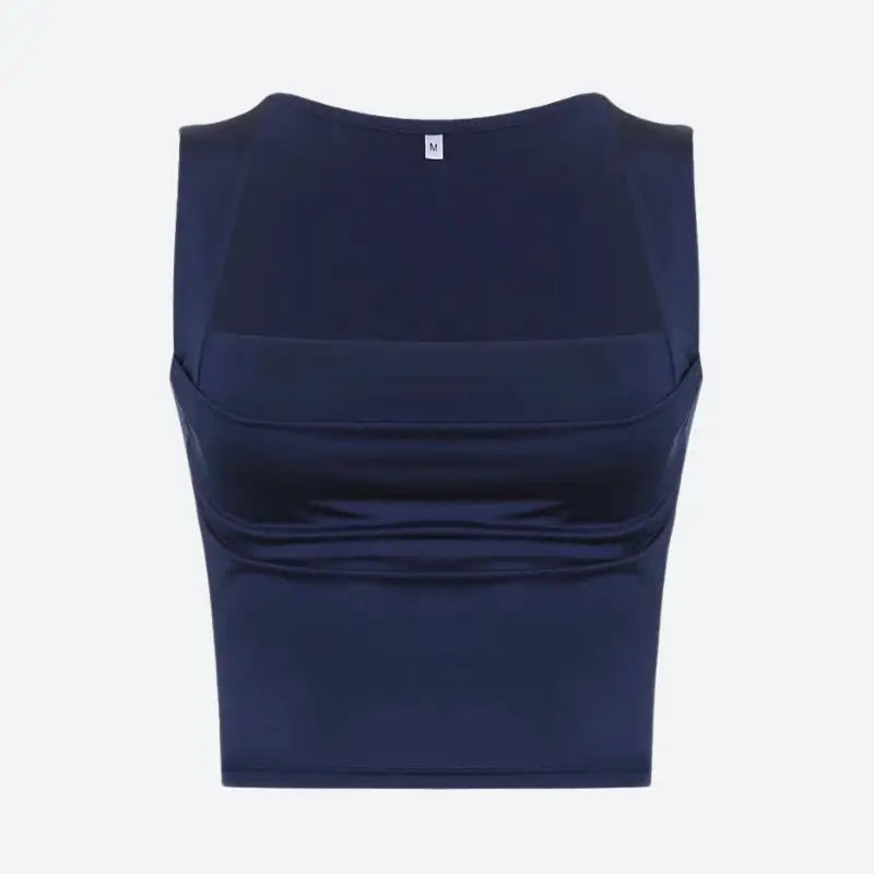 Chic square neck top with ruched detail for y2k layered looks - navy / s