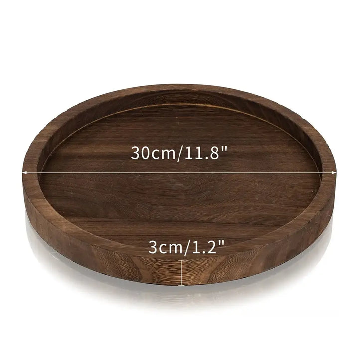 Rustic round decorative tray for home decor and entertaining