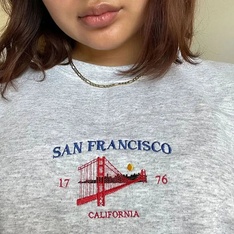 San francisco embroidery sweatshirt - s / grey - sweatshirts