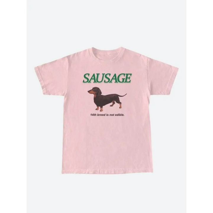 Whimsical canine print cotton tee for a playful y2k style - pink / s