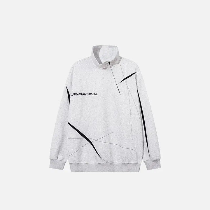 Scratched half zip-up sweatshirt y2k - white / s - hoodies