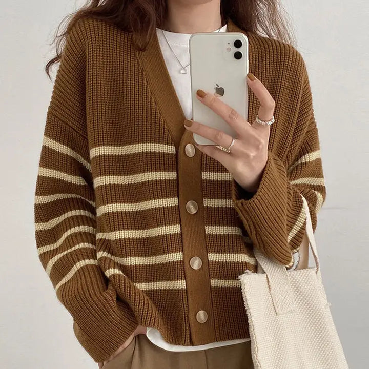 Y2k striped aesthetic cardigan full zip jacket for trendy looks