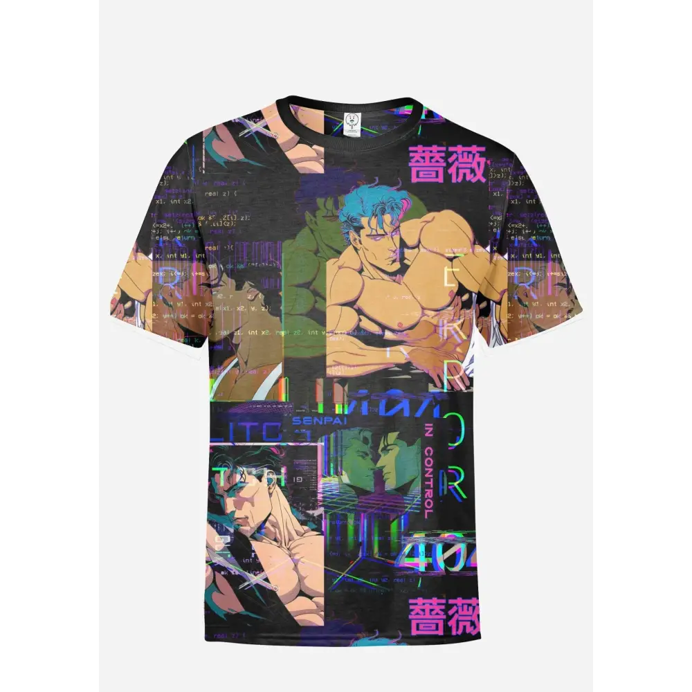 Senpai bara glitch anime all over printed t-shirt - xs