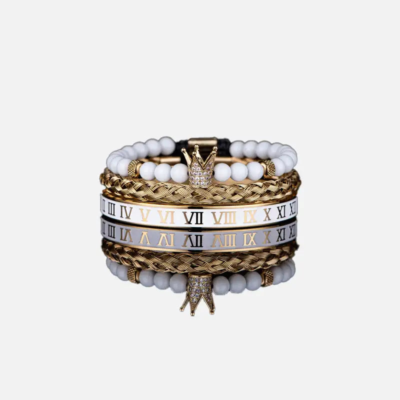 Set crown stainless steel bracelet y2k - bracelets
