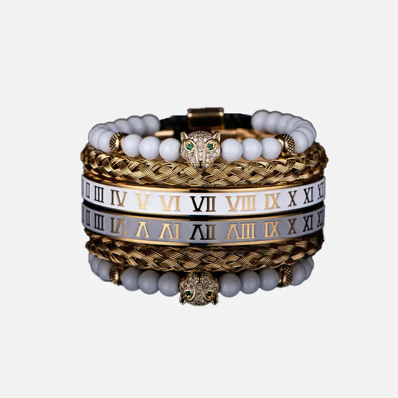 Set crown stainless steel bracelet y2k - leopard - bracelets